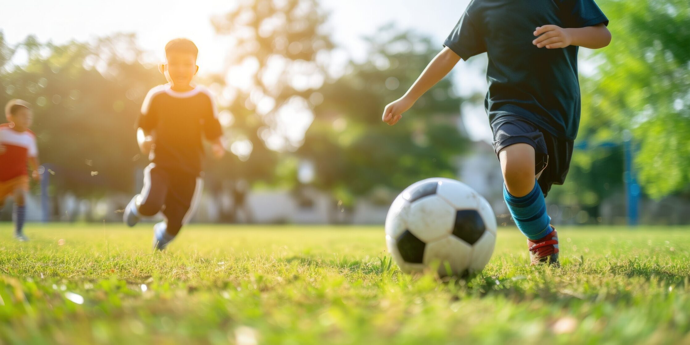 children playing football